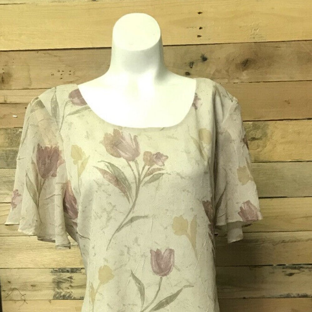 Michael Blair Blush/ Creme floral dress, lined size 12